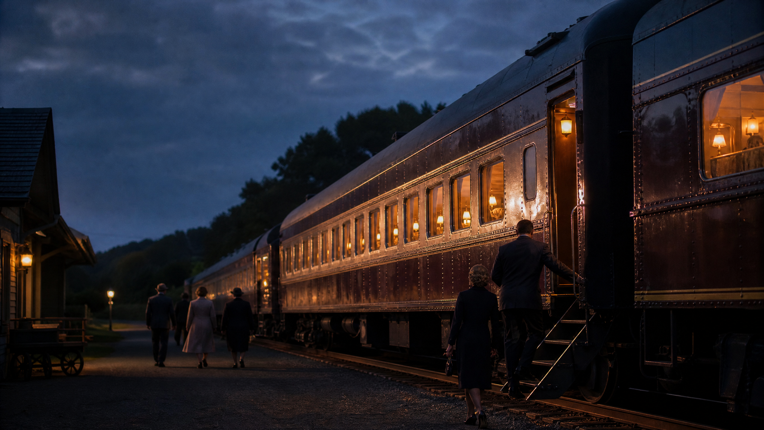 Vintage train car traveling through the Kentucky countryside